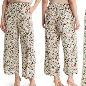 T Tahari Floral Wide Leg Palazzo Cropped Pants Size L